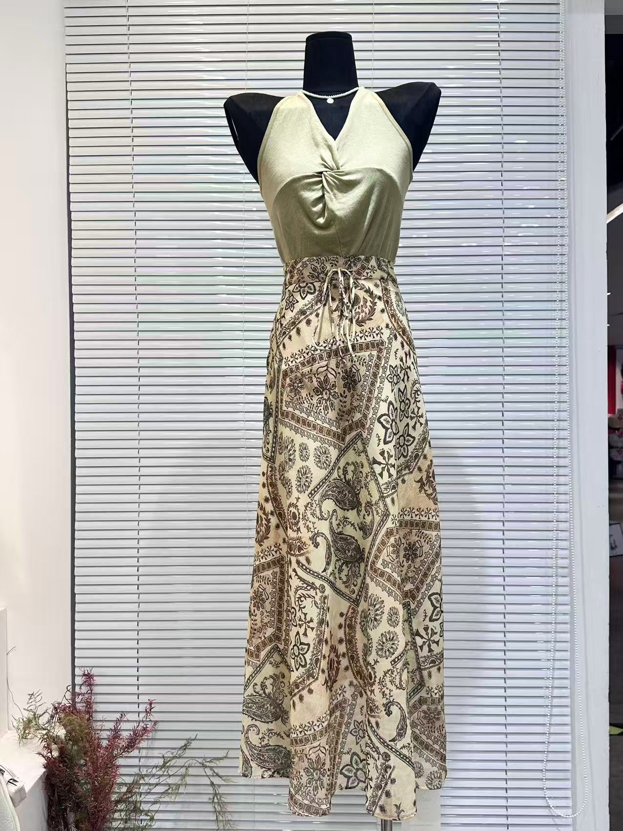 Vacation Boho Printed Halter Skirt