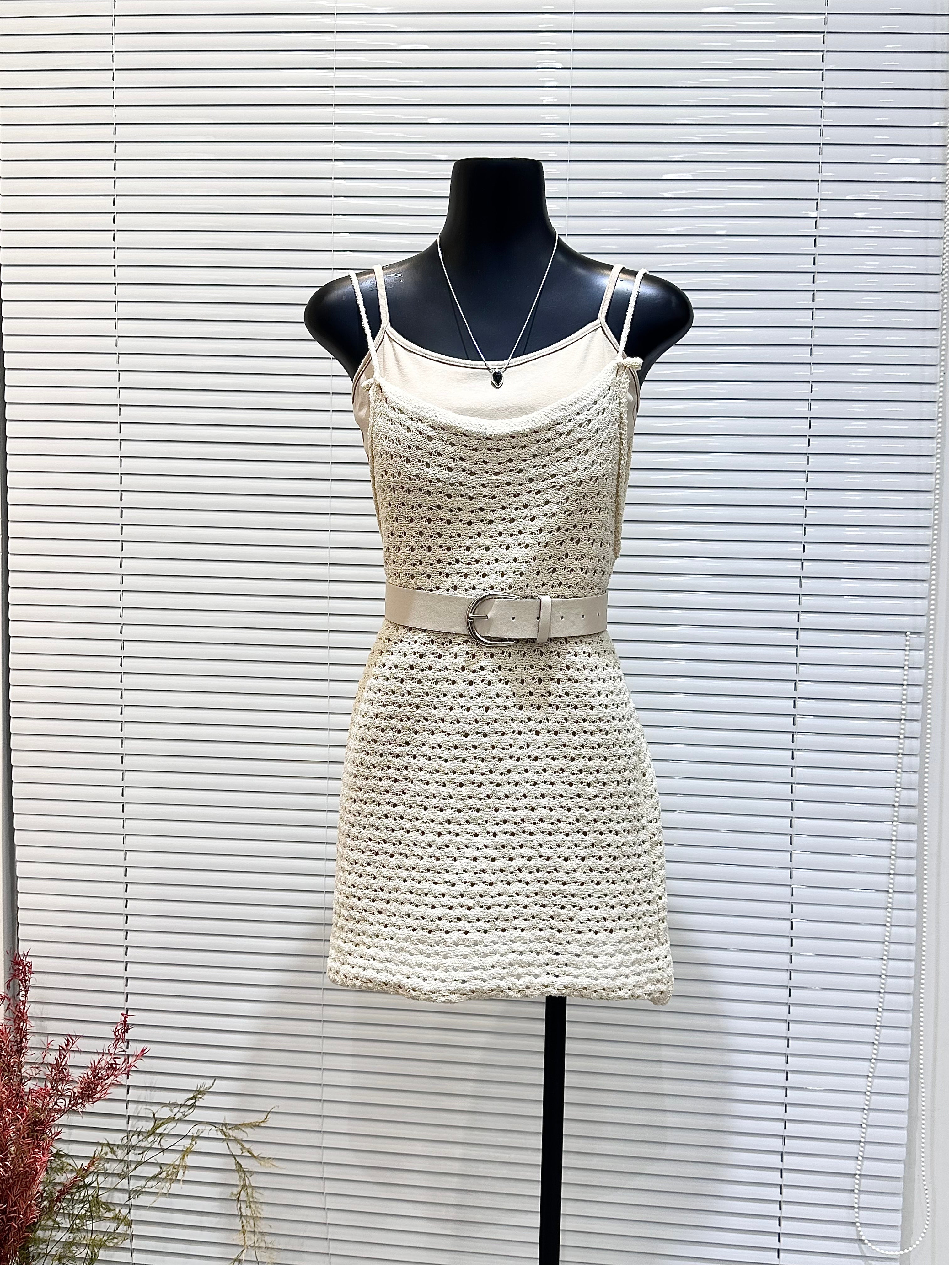 Knit Suspender Skirt Two Piece Set