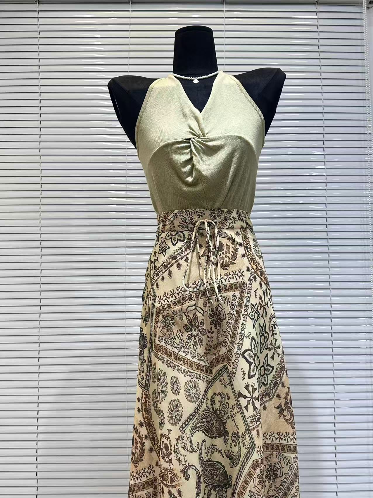 Vacation Boho Printed Halter Skirt