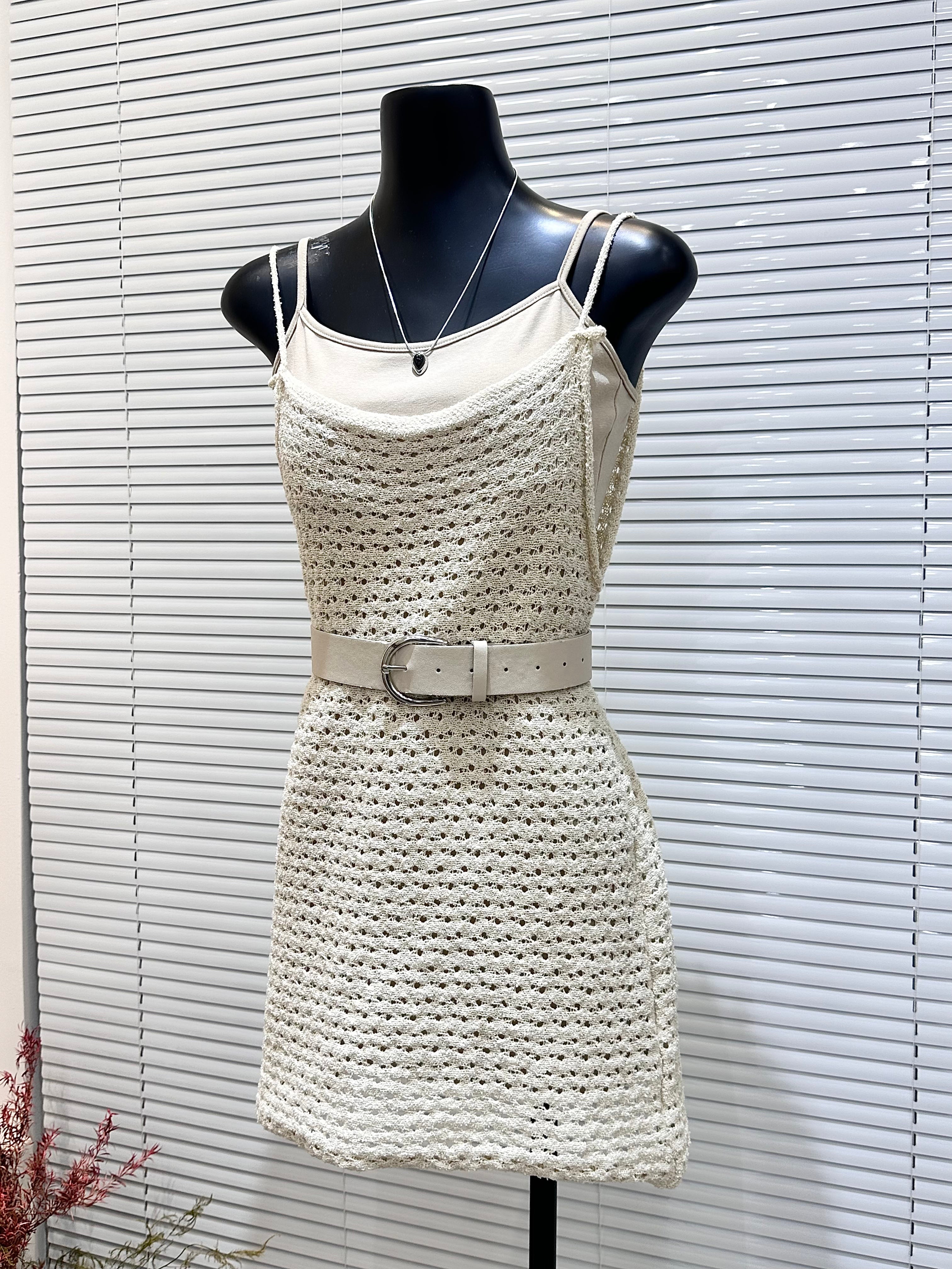 Knit Suspender Skirt Two Piece Set