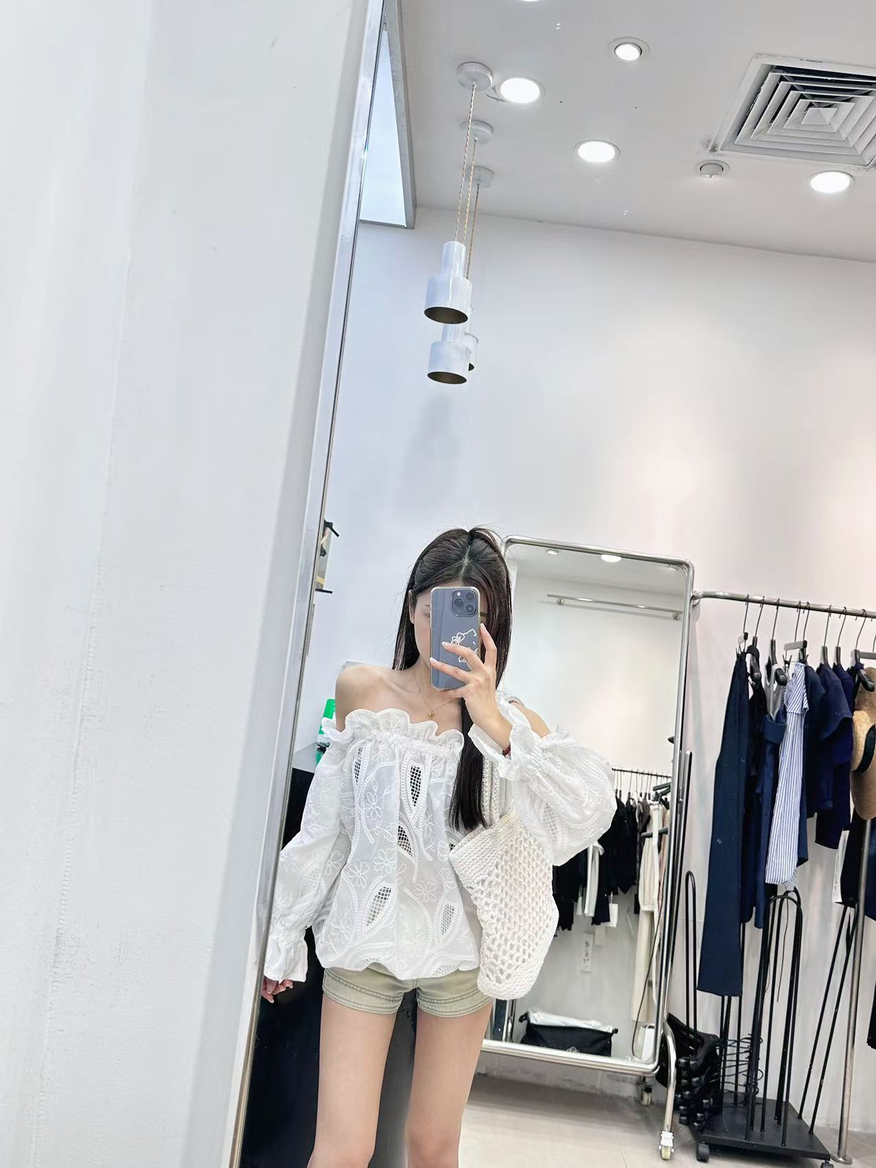 Cutout Embroidery Waist Cinching Shirt