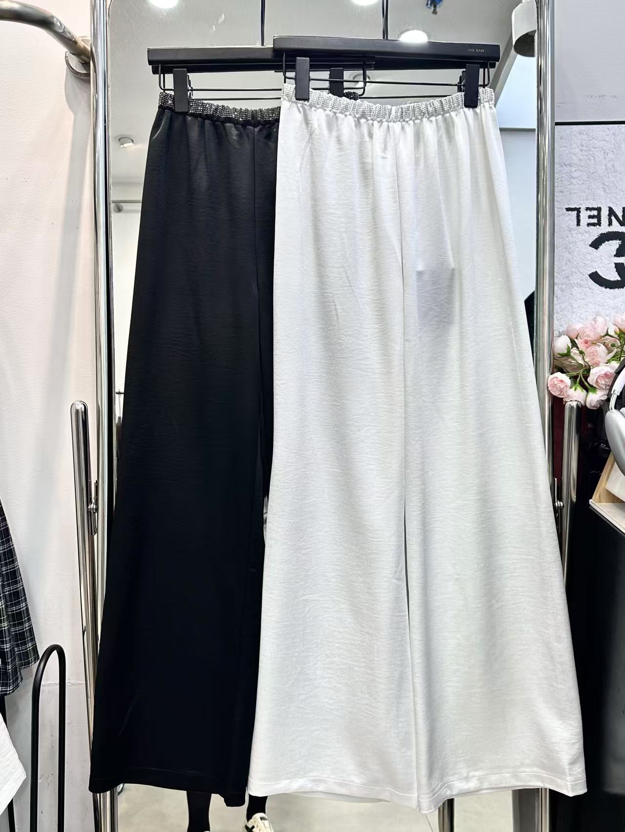 Ice silk wide-leg pants